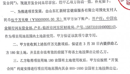 山东临沂某百亿项目“黄了” 政府却仍拖欠企业5000万元“预付款”？